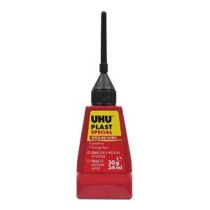 Colla con ago UHU per plastica, 34ml 