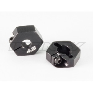 T100 Allu hex wheel hub 4.5mm black,2pcs.